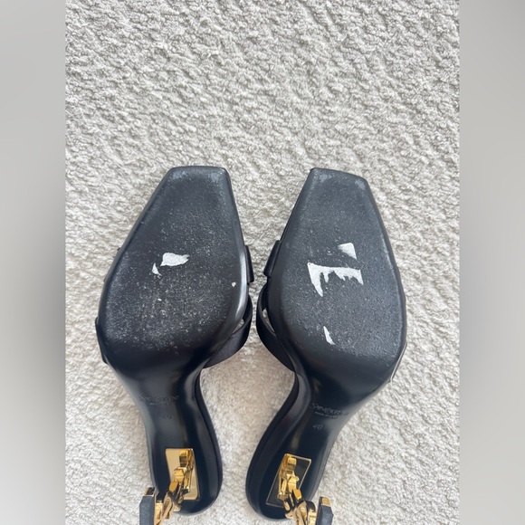 SAINT LAURENT Opyum Slide Sandal Heel in Noir 40 - Picture 12 of 14